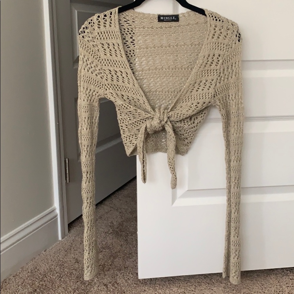 Mingle crop top tie (sweater knit material)